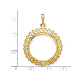 22 mm 14k Yellow Gold coin bezel for South African Krugerrand — size reference (ruler)