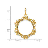 22 mm 14k Yellow Gold coin bezel for South African Krugerrand — size reference (ruler)