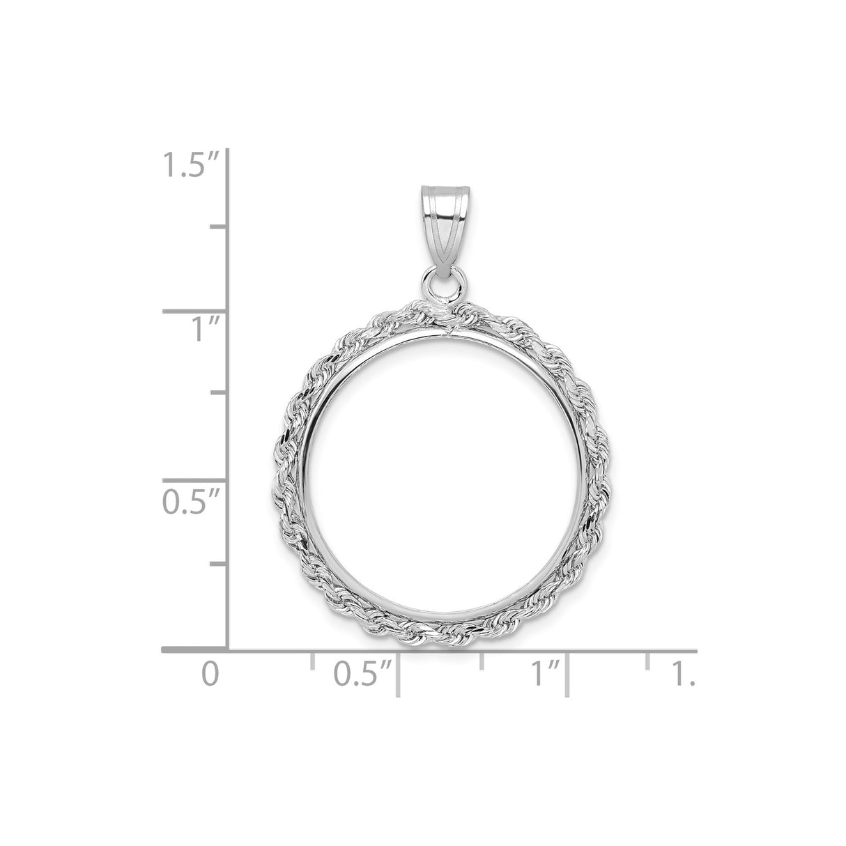 22 mm 14k White Gold coin bezel for South African Krugerrand — size reference (ruler)