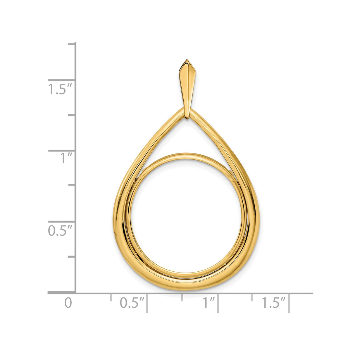 22 mm 14k Yellow Gold coin bezel for South African Krugerrand — size reference (ruler)