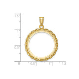 22 mm 14k Yellow Gold coin bezel for South African Krugerrand — size reference (ruler)