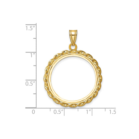 22 mm 14k Yellow Gold coin bezel for South African Krugerrand — size reference (ruler)