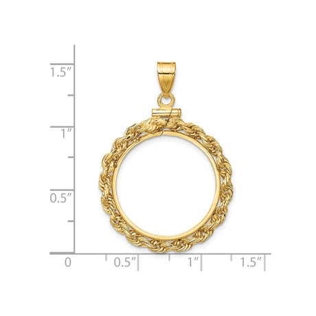 22 mm 14k Yellow Gold coin bezel for South African Krugerrand — size reference (ruler)