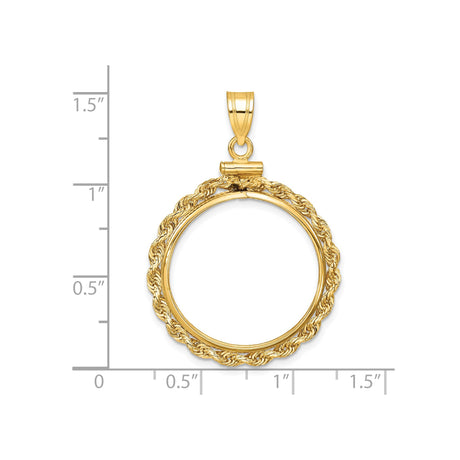 22 mm 14k Yellow Gold coin bezel for South African Krugerrand — size reference (ruler)