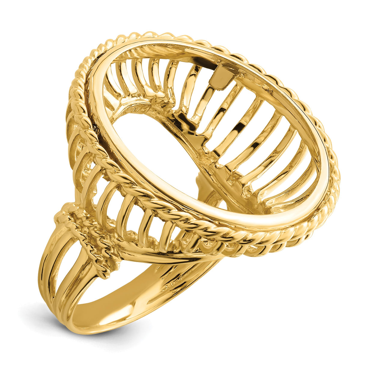 22 mm 14k Yellow Gold coin bezel ring for South African Krugerrand