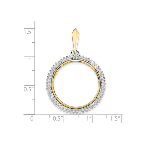 22 mm 14k Multi-Tone Gold coin bezel for South African Krugerrand — size reference (ruler)