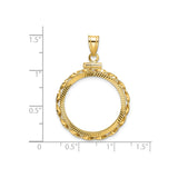 22 mm 14k Yellow Gold coin bezel for South Africian 2 Rand Rand — size reference (ruler)