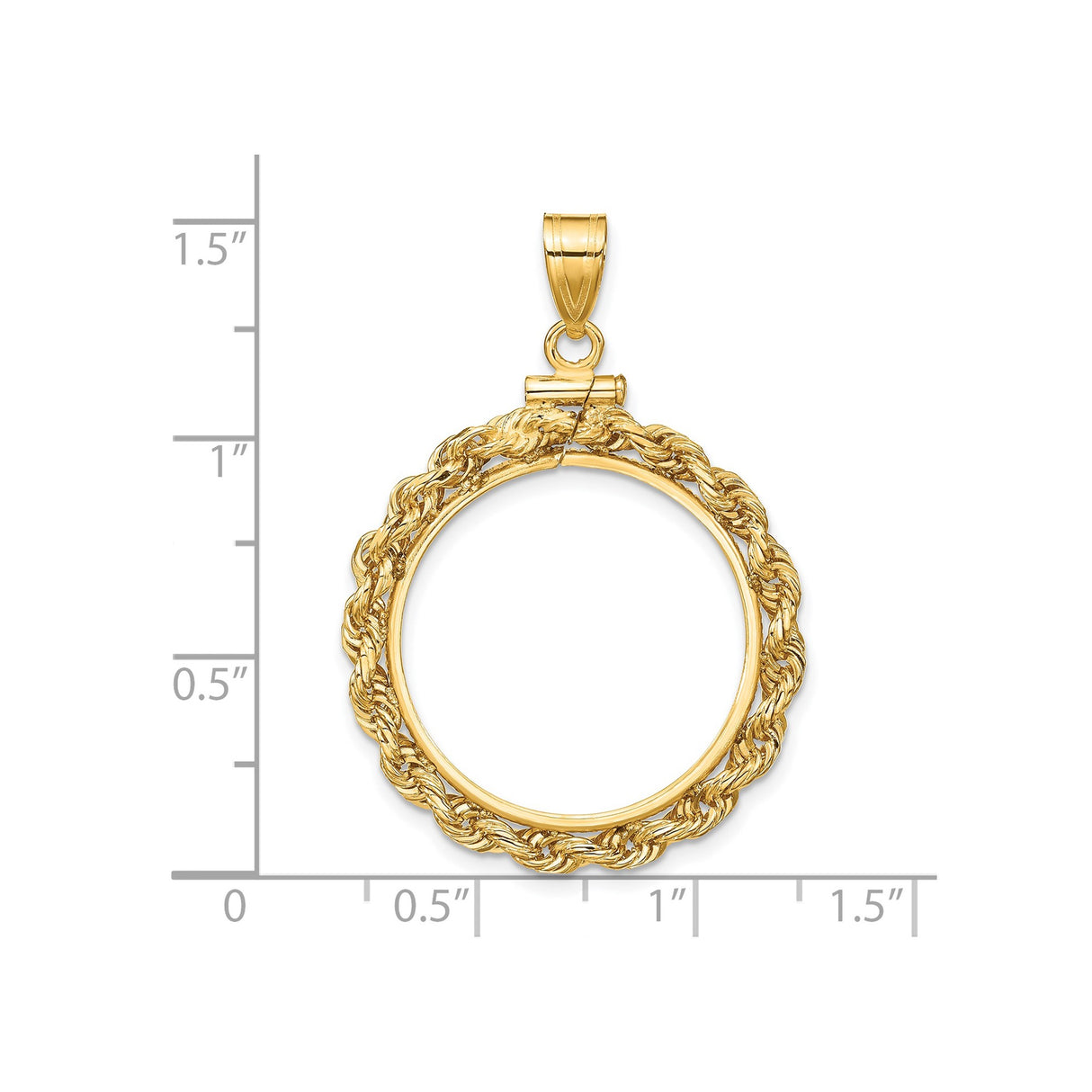 22 mm 14k Yellow Gold coin bezel for South Africian 2 Rand Rand — size reference (ruler)
