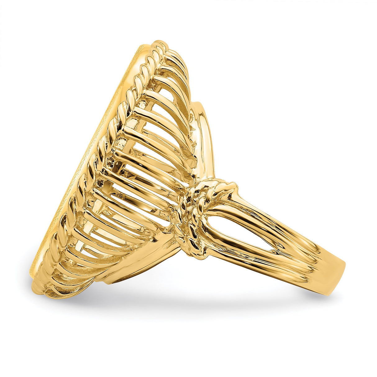 22 mm 14k Yellow Gold coin bezel ring for South Africian 2 Rand Rand — additional image