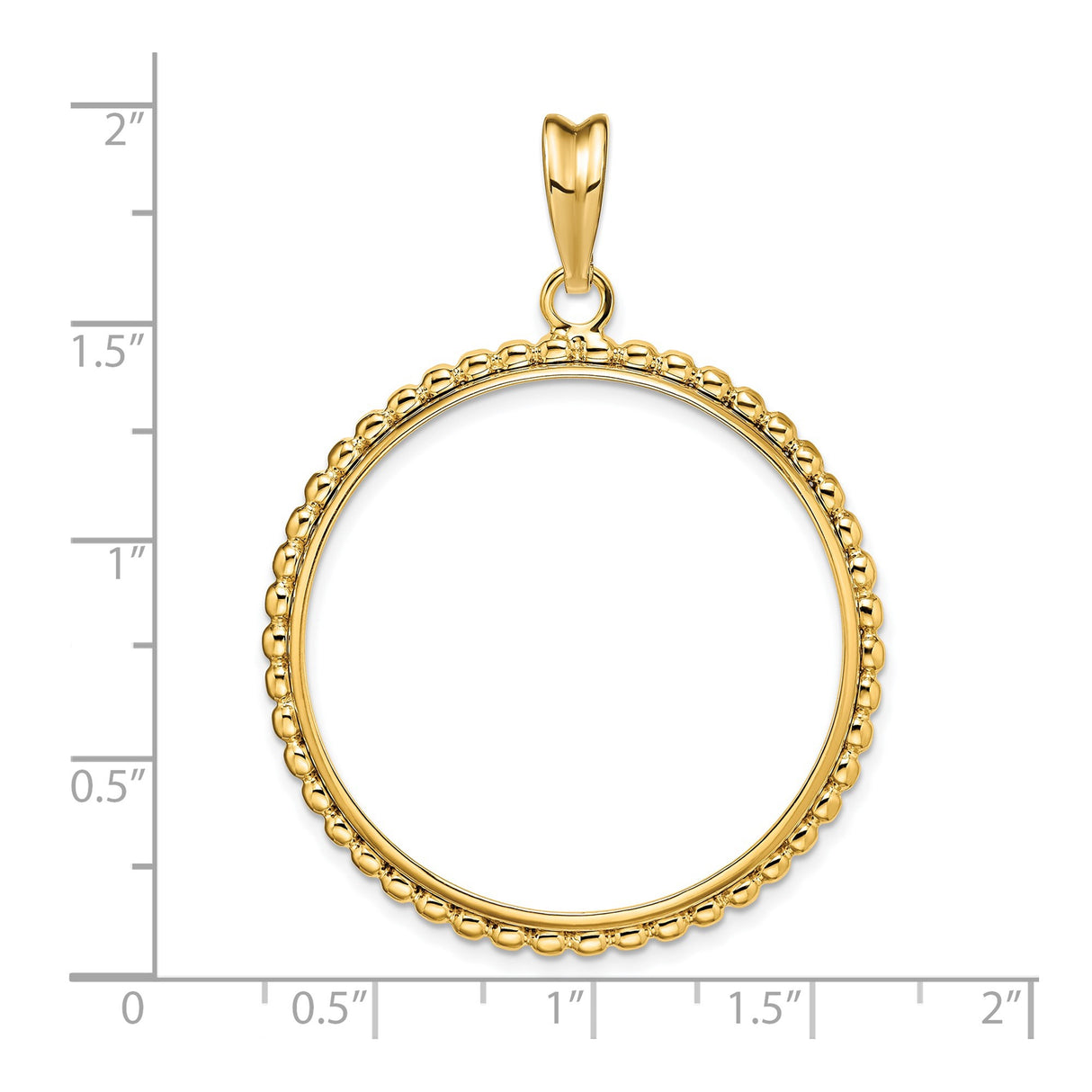 33 mm 14k Yellow Gold coin bezel for UK £100 Britannia — size reference (ruler)