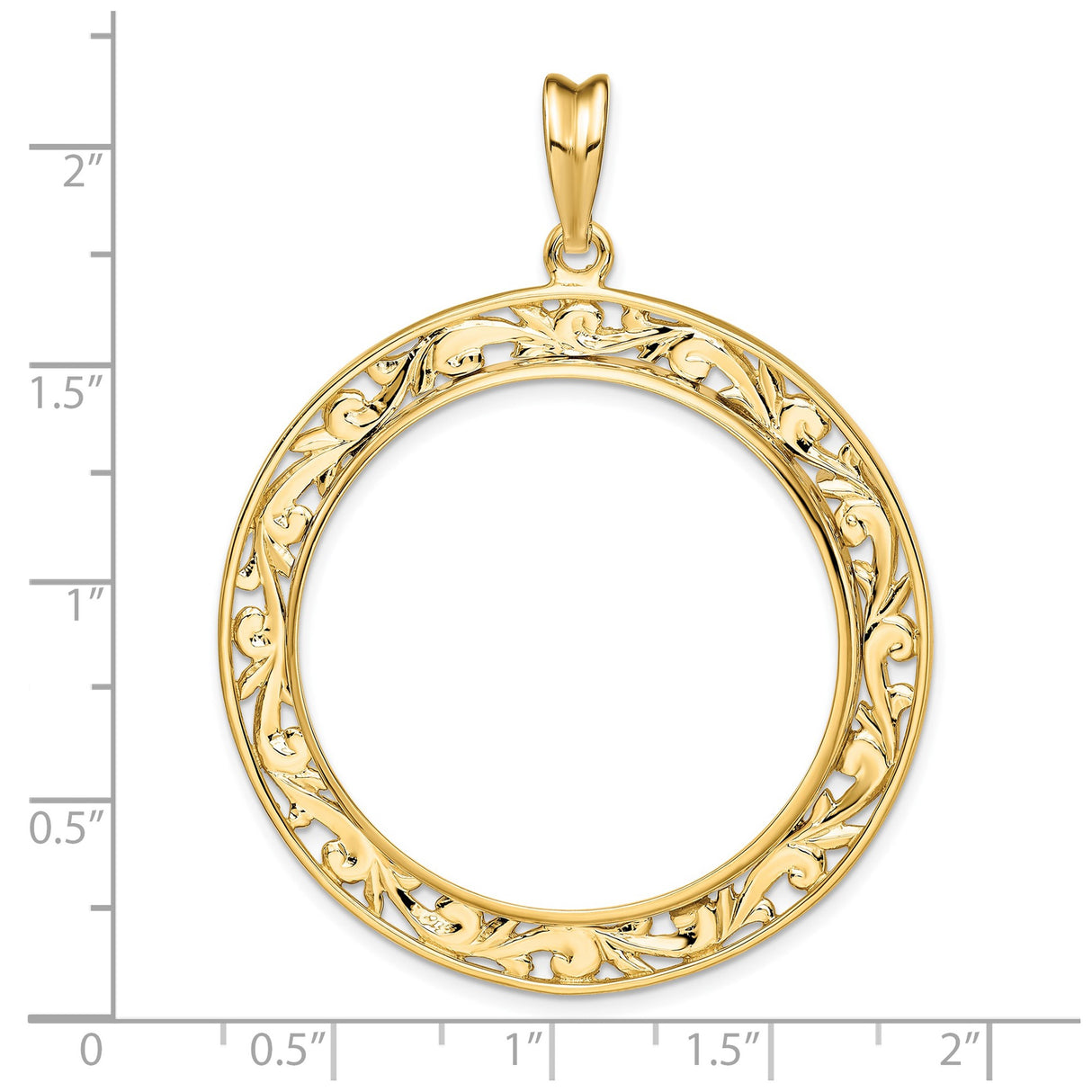 33 mm 14k Yellow Gold coin bezel for UK £100 Britannia — size reference (ruler)