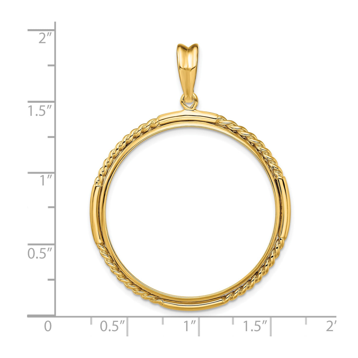 33 mm 14k Yellow Gold coin bezel for UK £100 Britannia — size reference (ruler)