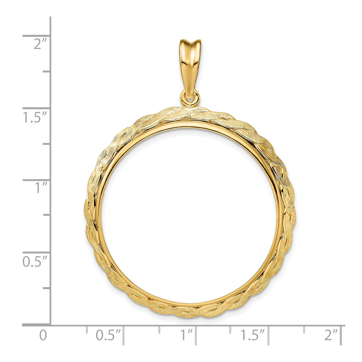 33 mm 14k Yellow Gold coin bezel for UK £100 Britannia — size reference (ruler)