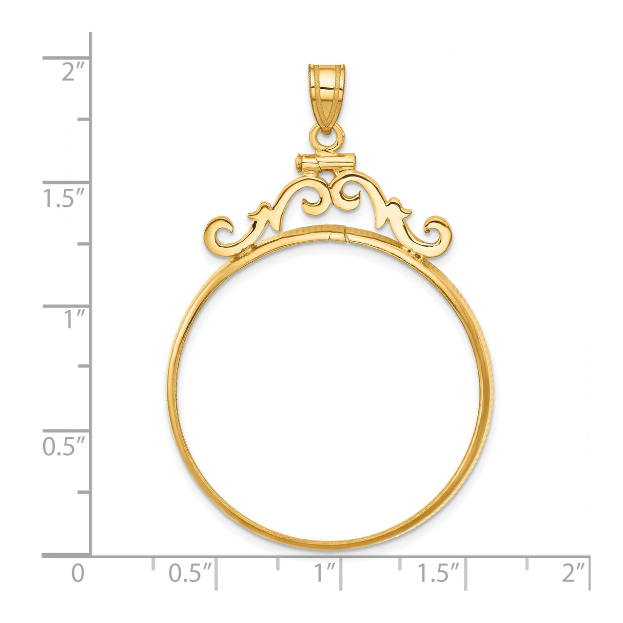 33 mm 14k Yellow Gold coin bezel for UK £100 Britannia — size reference (ruler)