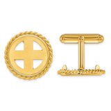 17 mm 14k Yellow Gold coin bezel cuff links for UK £10 Britannia