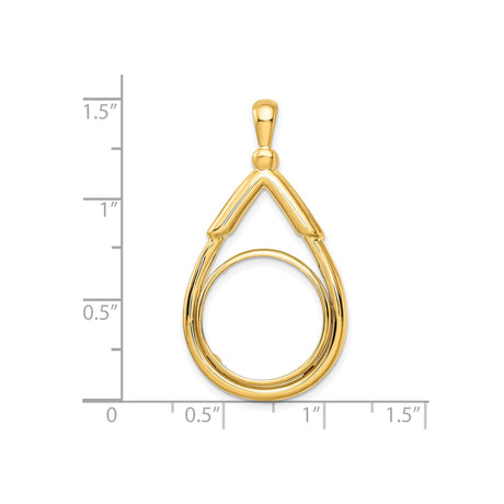 17 mm 14k Yellow Gold coin bezel for UK £10 Britannia — size reference (ruler)