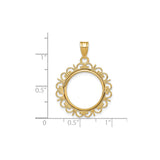 17 mm 14k Yellow Gold coin bezel for UK £10 Britannia — size reference (ruler)