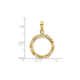 17 mm 14k Yellow Gold coin bezel for UK £10 Britannia — size reference (ruler)