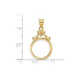 17 mm 14k Yellow Gold coin bezel for UK £10 Britannia — size reference (ruler)