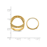17 mm 14k Yellow Gold coin bezel ring for UK £10 Britannia — size reference (ruler)