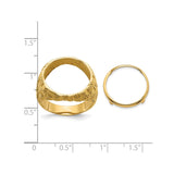17 mm 14k Yellow Gold coin bezel ring for UK £10 Britannia — size reference (ruler)