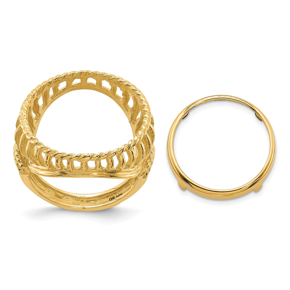 17 mm 14k Yellow Gold coin bezel ring for UK £10 Britannia