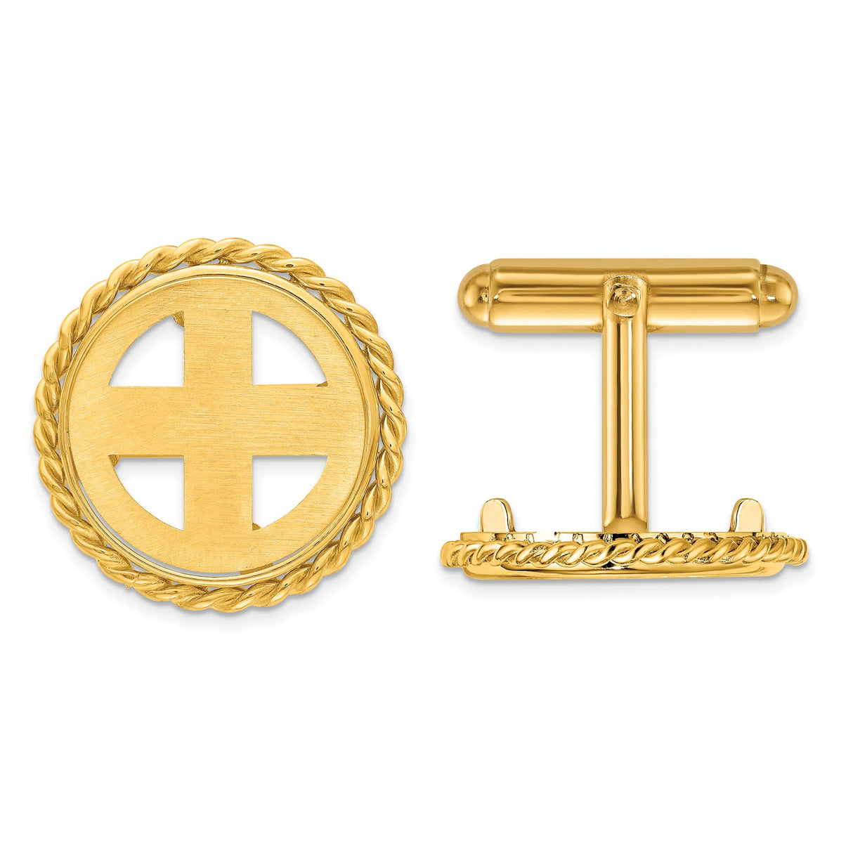 17 mm 14k Yellow Gold coin bezel cuff links for UK £10 Britannia