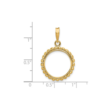 17 mm 14k Yellow Gold coin bezel for UK £10 Britannia — size reference (ruler)