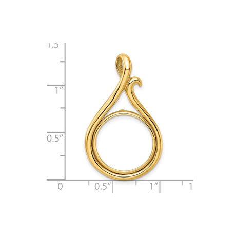 17 mm 14k Yellow Gold coin bezel for UK £10 Britannia — size reference (ruler)