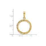 17 mm 14k Yellow Gold coin bezel for UK £10 Britannia — size reference (ruler)