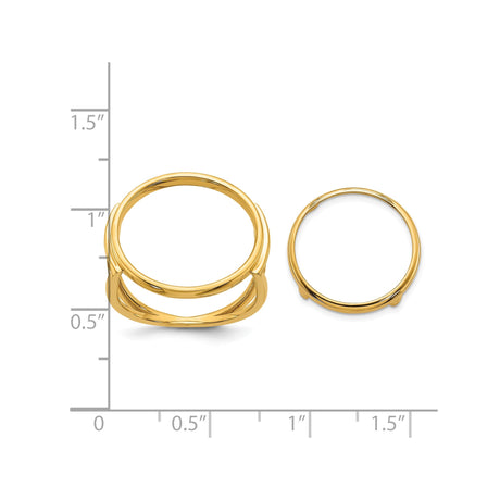 17 mm 14k Yellow Gold coin bezel ring for UK £10 Britannia — size reference (ruler)