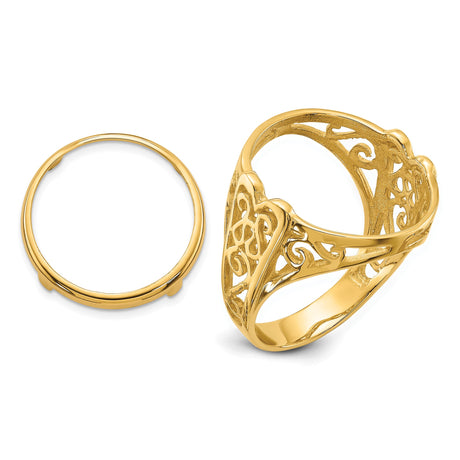 17 mm 14k Yellow Gold coin bezel ring for UK £10 Britannia — additional image