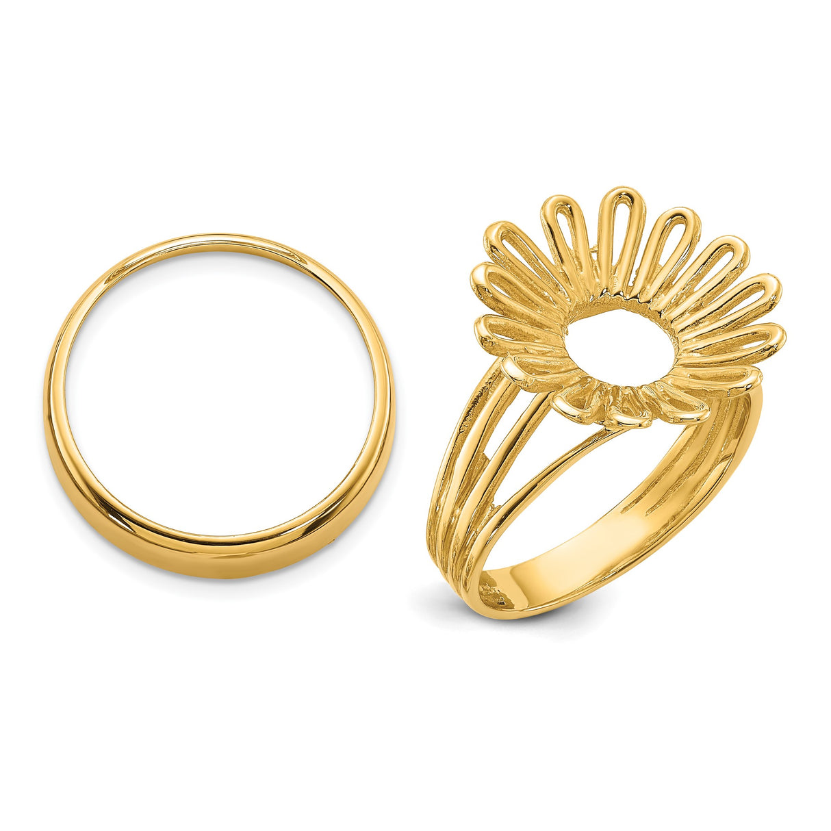 17 mm 14k Yellow Gold coin bezel ring for UK £10 Britannia — additional image