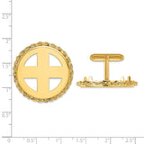 27 mm 14k Yellow Gold coin bezel cuff links for UK £50 Britannia — size reference (ruler)
