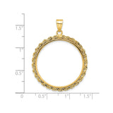 27 mm 14k Yellow Gold coin bezel for UK £50 Britannia — size reference (ruler)