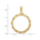 27 mm 14k Yellow Gold coin bezel for UK £50 Britannia — size reference (ruler)