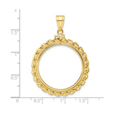 27 mm 14k Yellow Gold coin bezel for UK £50 Britannia — size reference (ruler)
