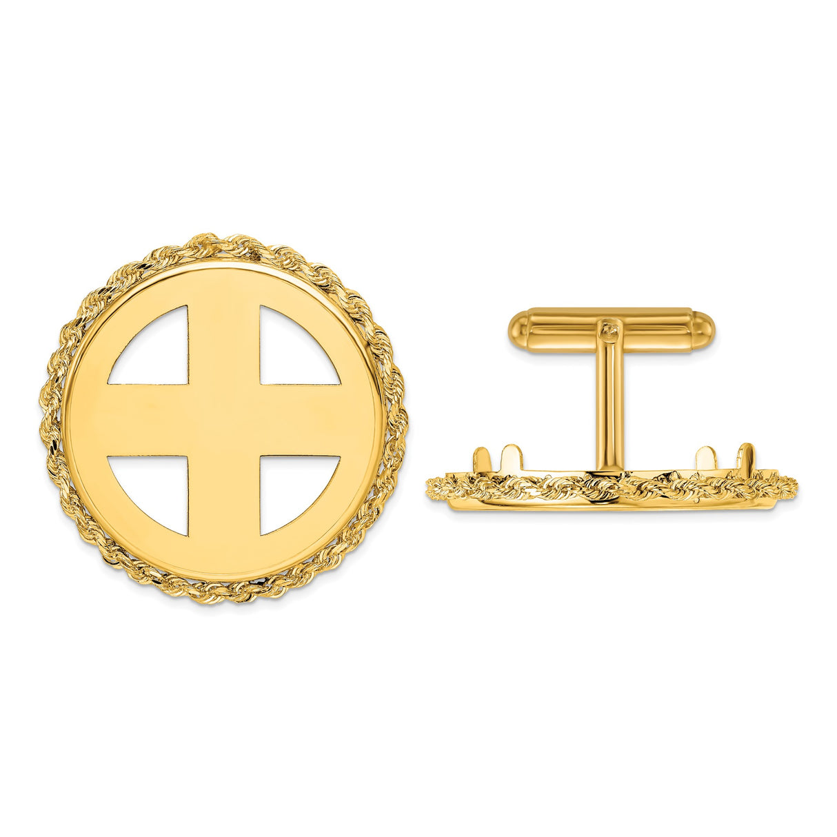 27 mm 14k Yellow Gold coin bezel cuff links for UK £50 Britannia