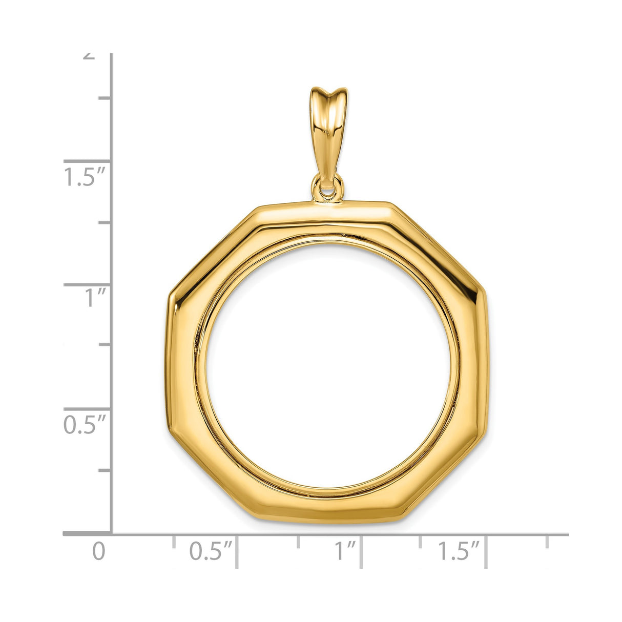 27 mm 14k Yellow Gold coin bezel for UK £50 Britannia — size reference (ruler)