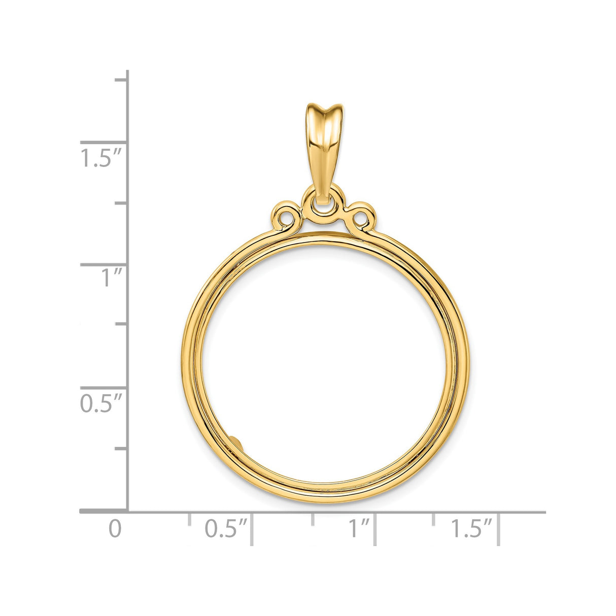 27 mm 14k Yellow Gold coin bezel for UK £50 Britannia — size reference (ruler)