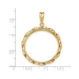 27 mm 14k Yellow Gold coin bezel for UK £50 Britannia — size reference (ruler)