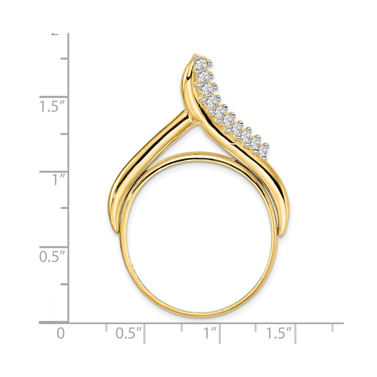 27 mm 14k Yellow Gold coin bezel for UK £50 Britannia — size reference (ruler)