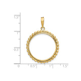 22 mm 14k Yellow Gold coin bezel for UK £25 Britannia — size reference (ruler)