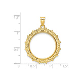 22 mm 14k Yellow Gold coin bezel for UK £25 Britannia — size reference (ruler)