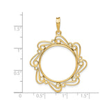 22 mm 14k Yellow Gold coin bezel for UK £25 Britannia — size reference (ruler)