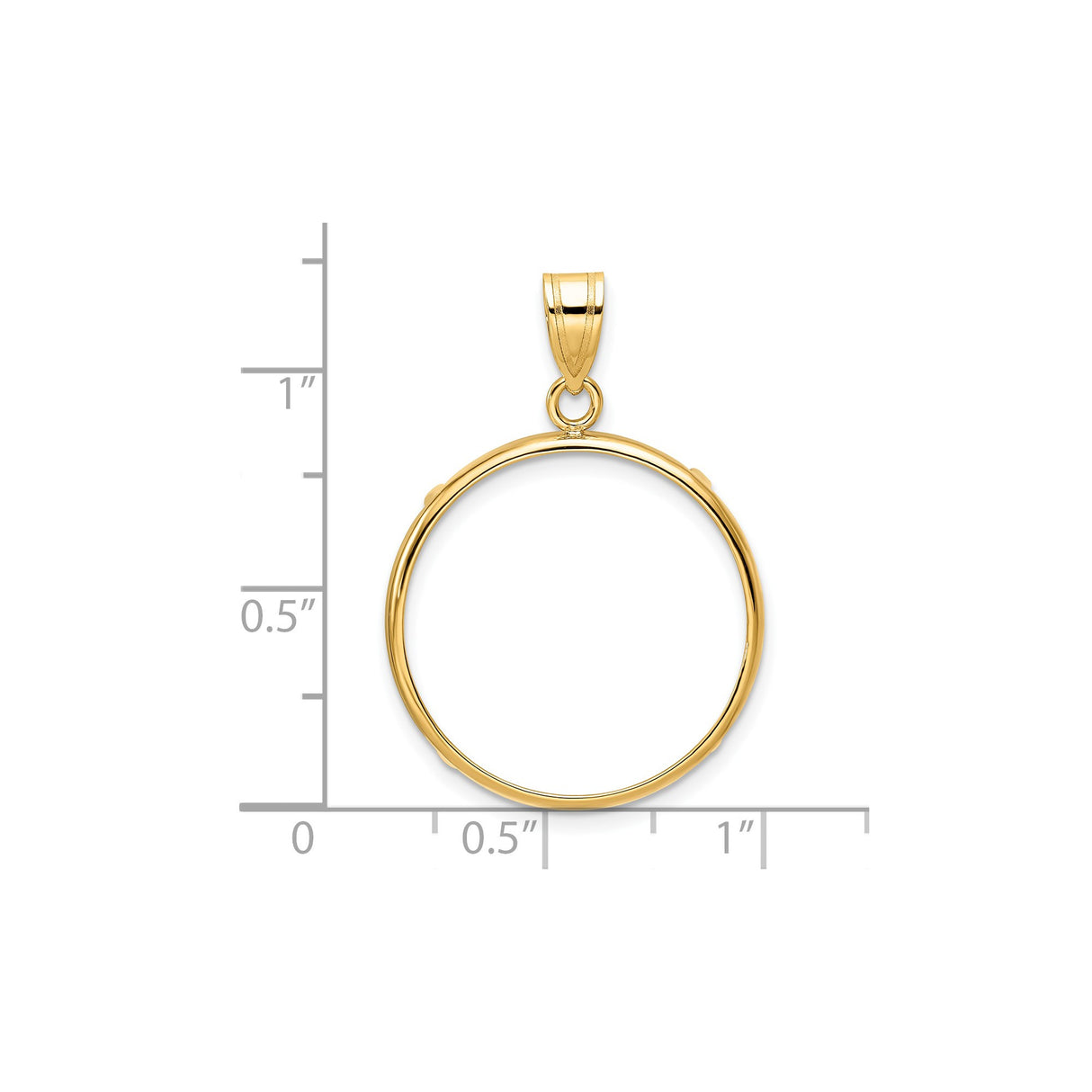 22 mm 14k Yellow Gold coin bezel for UK £25 Britannia — size reference (ruler)