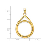 22 mm 14k Yellow Gold coin bezel for UK £25 Britannia — size reference (ruler)