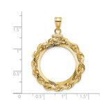 22 mm 14k Yellow Gold coin bezel for UK £25 Britannia — size reference (ruler)