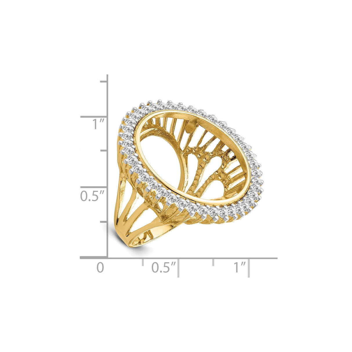 22 mm 14k Yellow Gold coin bezel ring for UK £25 Britannia — size reference (ruler)