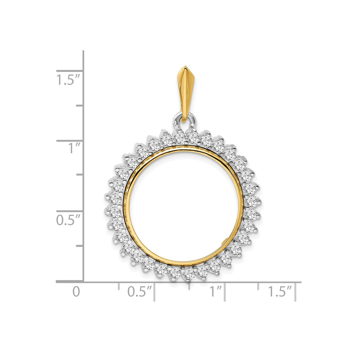22 mm 14k Multi-Tone Gold coin bezel for UK £25 Britannia — size reference (ruler)